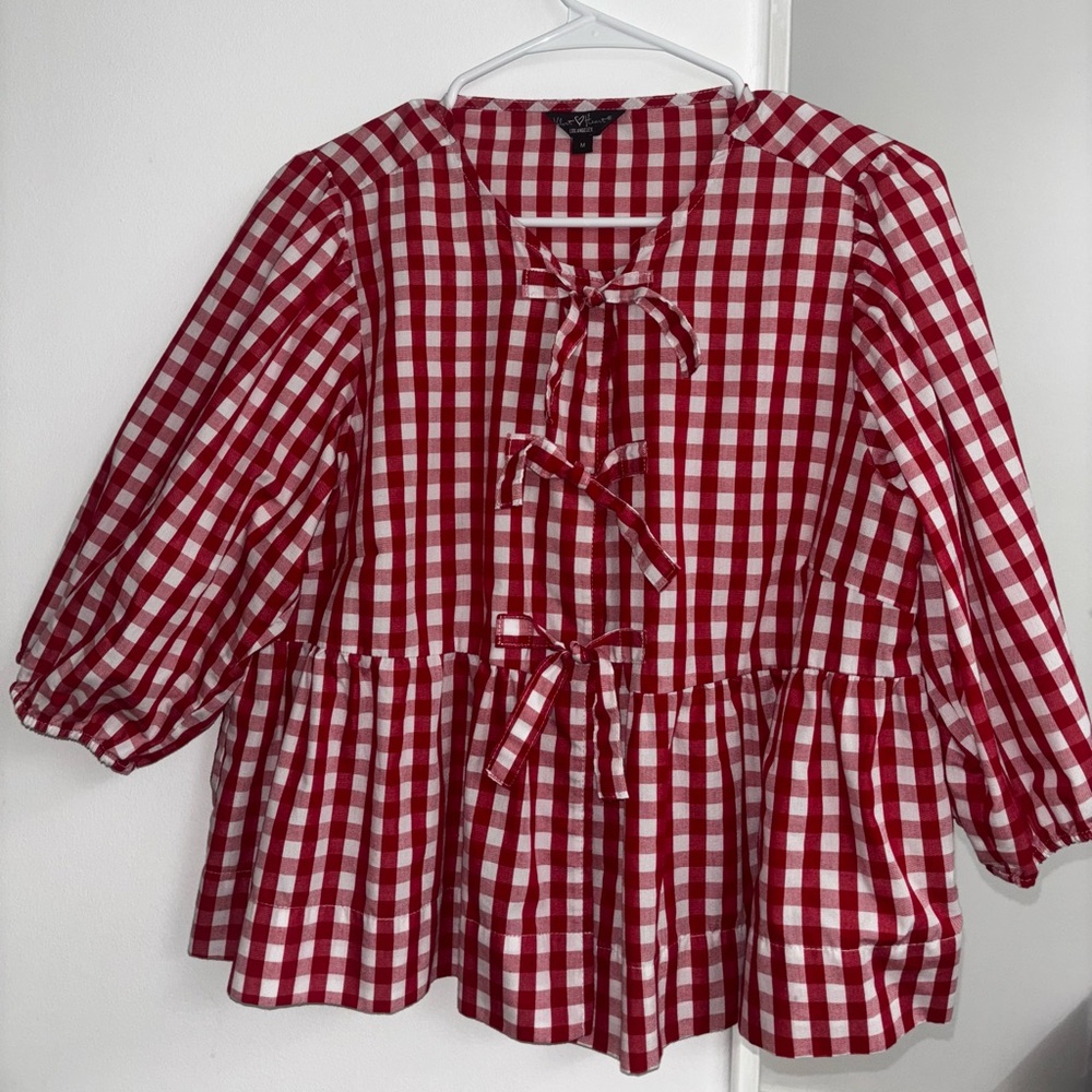 Red and White Gingham Blouse